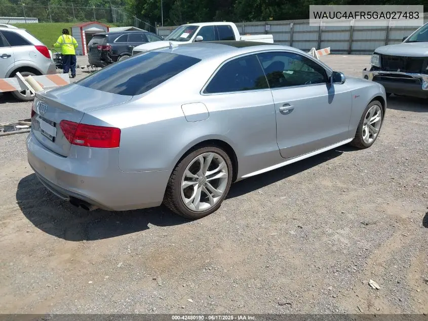 2016 Audi S5 3.0T Premium Plus VIN: WAUC4AFR5GA027483 Lot: 42480190