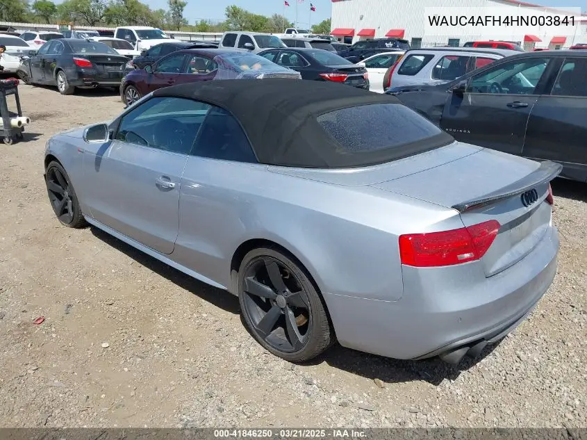 2017 Audi S5 3.0T VIN: WAUC4AFH4HN003841 Lot: 41846250