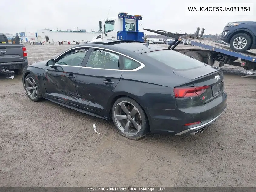 2018 Audi S5 Prestige VIN: WAUC4CF59JA081854 Lot: 12293106