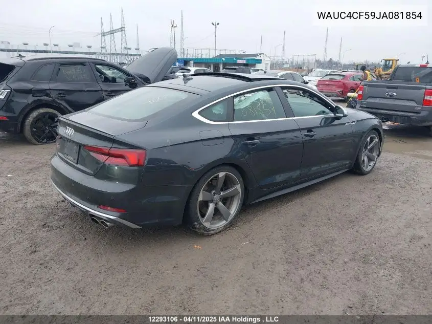2018 Audi S5 Prestige VIN: WAUC4CF59JA081854 Lot: 12293106