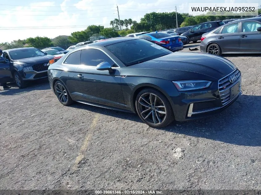 2018 Audi S5 3.0T Premium Plus VIN: WAUP4AF5XJA095252 Lot: 39861346
