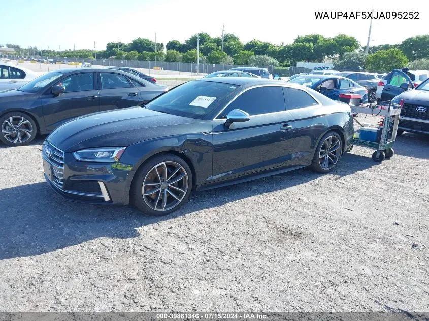 2018 Audi S5 3.0T Premium Plus VIN: WAUP4AF5XJA095252 Lot: 39861346
