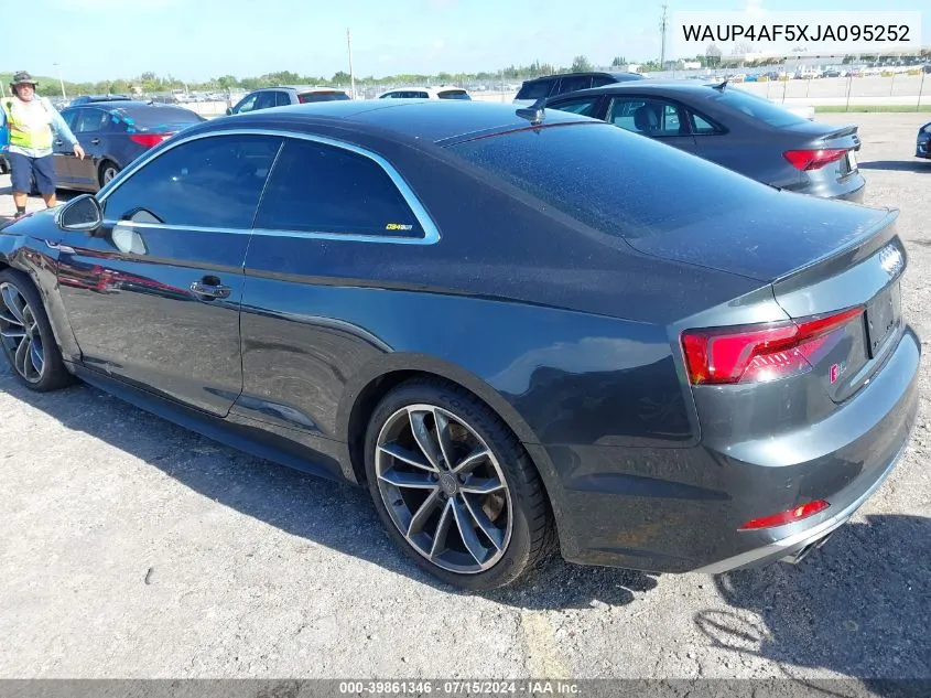2018 Audi S5 3.0T Premium Plus VIN: WAUP4AF5XJA095252 Lot: 39861346