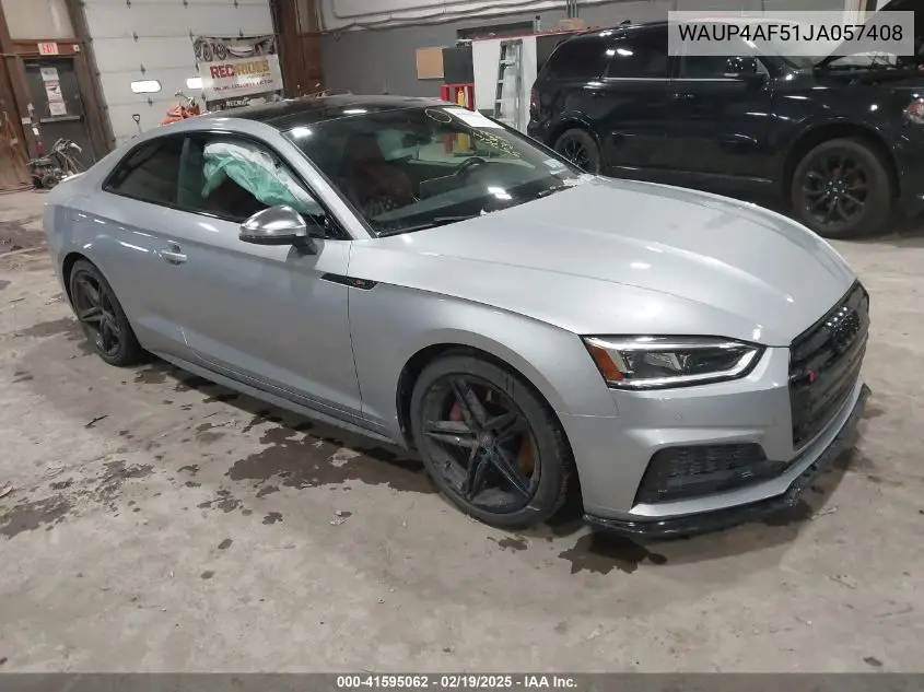 2018 Audi S5 3.0T Premium Plus VIN: WAUP4AF51JA057408 Lot: 41595062