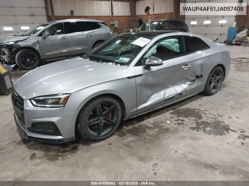 2018 Audi S5 3.0T Premium Plus VIN: WAUP4AF51JA057408 Lot: 41595062