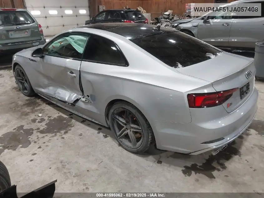 2018 Audi S5 3.0T Premium Plus VIN: WAUP4AF51JA057408 Lot: 41595062