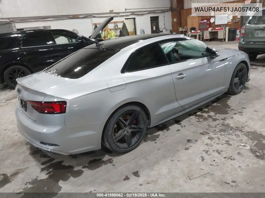 2018 Audi S5 3.0T Premium Plus VIN: WAUP4AF51JA057408 Lot: 41595062