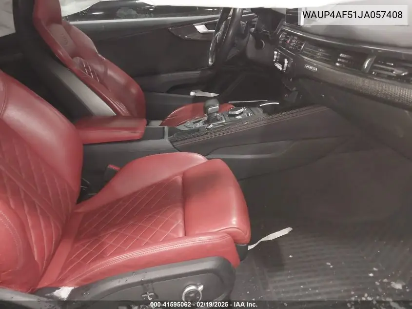 2018 Audi S5 3.0T Premium Plus VIN: WAUP4AF51JA057408 Lot: 41595062