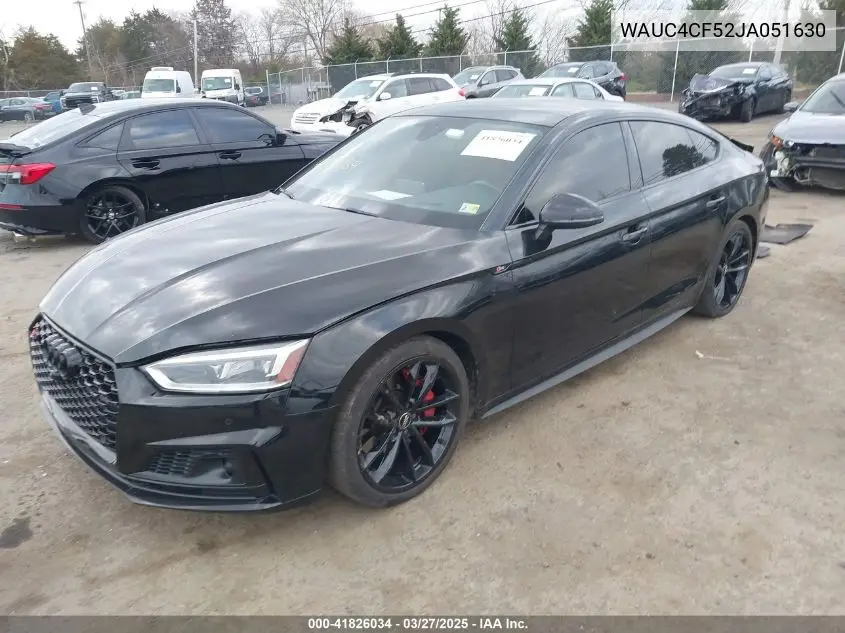 2018 Audi S5 3.0T Premium Plus VIN: WAUC4CF52JA051630 Lot: 41826034