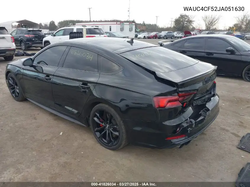2018 Audi S5 3.0T Premium Plus VIN: WAUC4CF52JA051630 Lot: 41826034