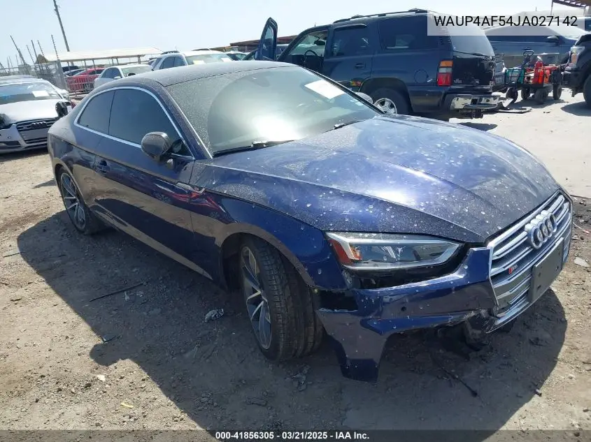 2018 Audi S5 3.0T Premium Plus VIN: WAUP4AF54JA027142 Lot: 41856305