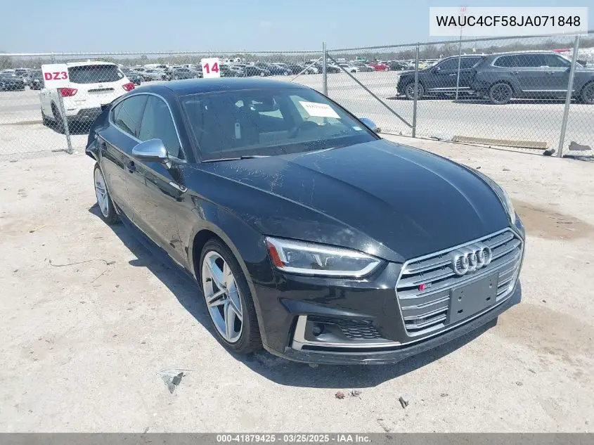 2018 Audi S5 3.0T Premium Plus VIN: WAUC4CF58JA071848 Lot: 41879425