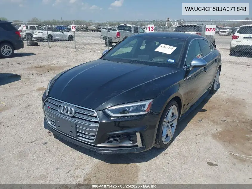 2018 Audi S5 3.0T Premium Plus VIN: WAUC4CF58JA071848 Lot: 41879425