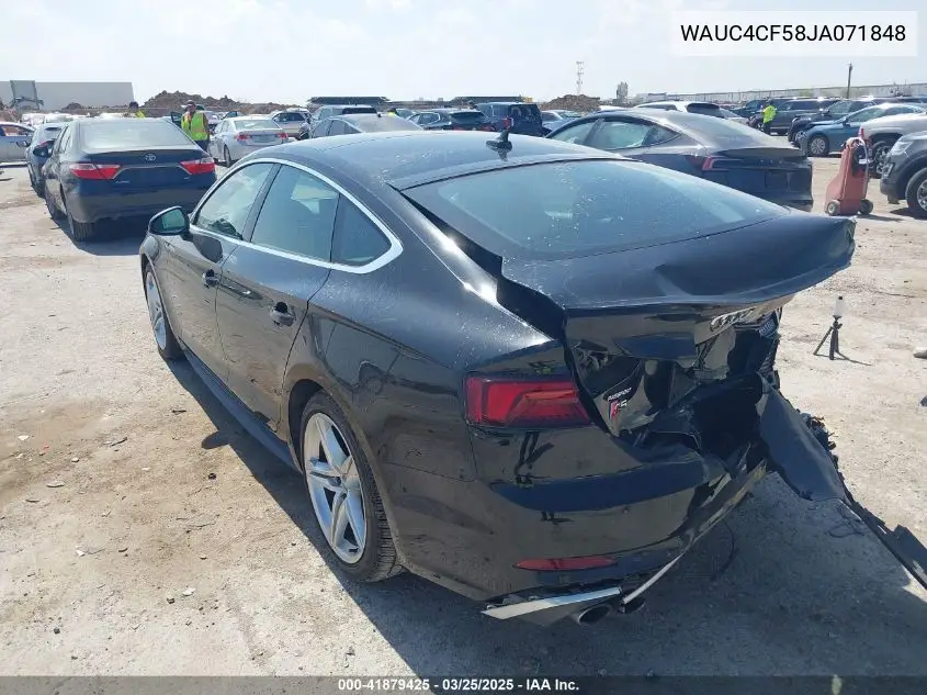 2018 Audi S5 3.0T Premium Plus VIN: WAUC4CF58JA071848 Lot: 41879425
