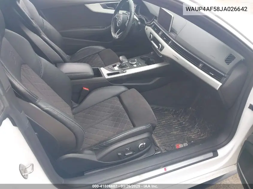 2018 Audi S5 3.0T Premium Plus VIN: WAUP4AF58JA026642 Lot: 41886687