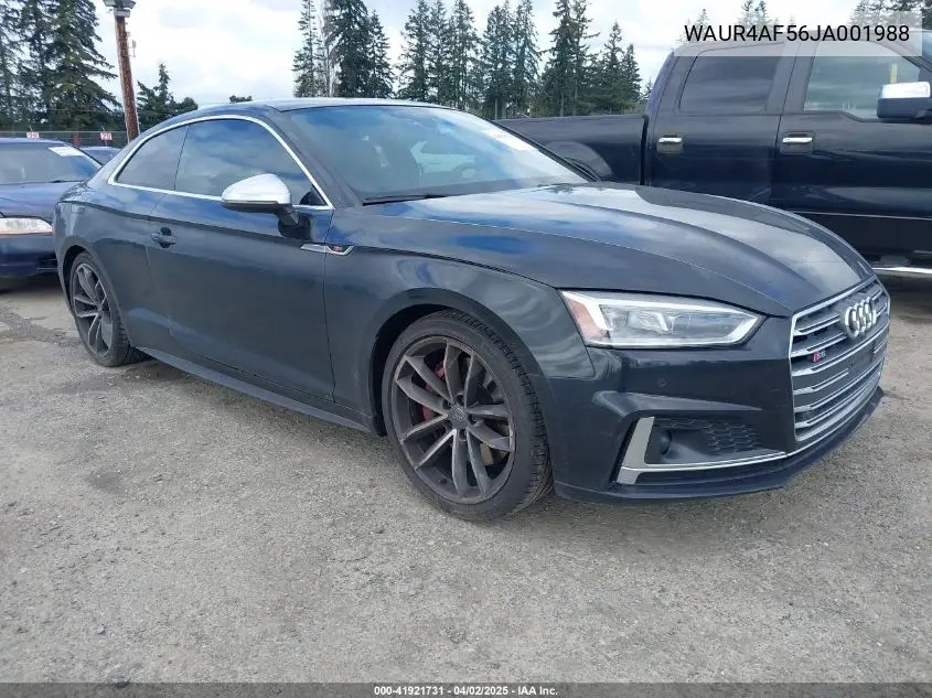 2018 Audi S5 3.0T Premium Plus VIN: WAUR4AF56JA001988 Lot: 41921731