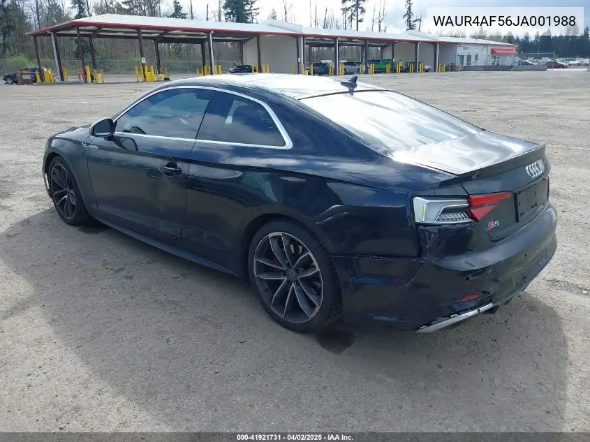 2018 Audi S5 3.0T Premium Plus VIN: WAUR4AF56JA001988 Lot: 41921731