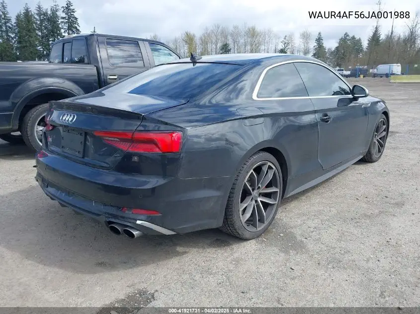 2018 Audi S5 3.0T Premium Plus VIN: WAUR4AF56JA001988 Lot: 41921731