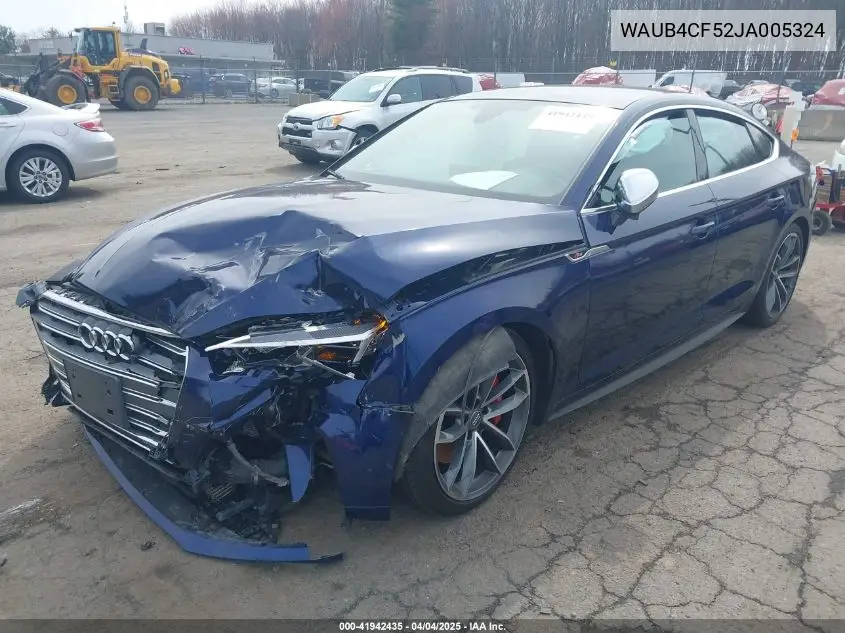 2018 Audi S5 3.0T Premium Plus VIN: WAUB4CF52JA005324 Lot: 41942435