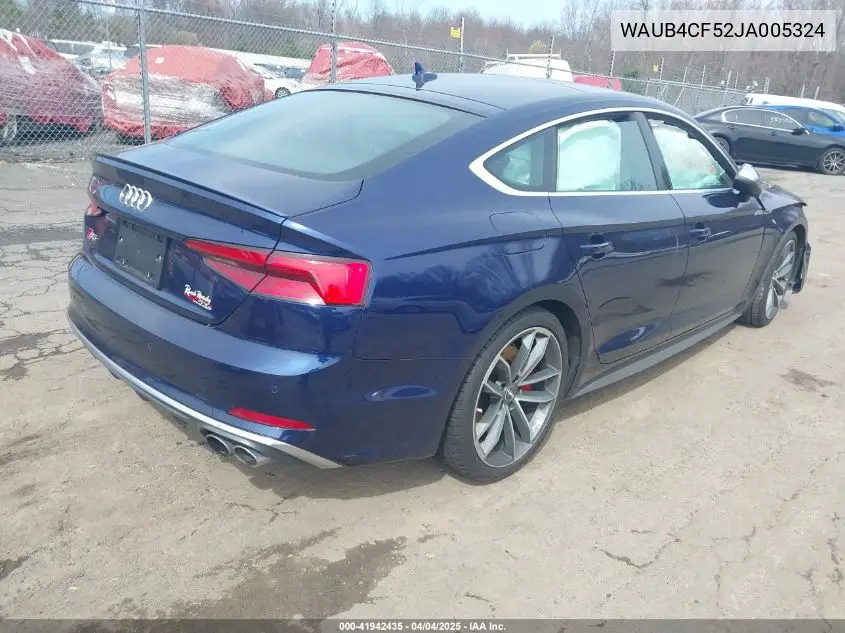 2018 Audi S5 3.0T Premium Plus VIN: WAUB4CF52JA005324 Lot: 41942435