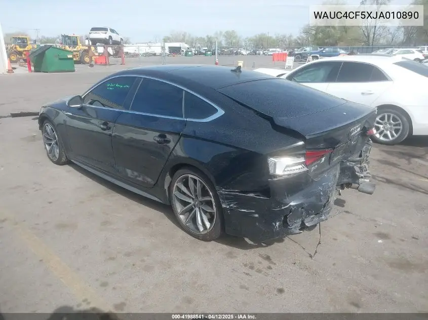 2018 Audi S5 3.0T Premium Plus VIN: WAUC4CF5XJA010890 Lot: 41988541