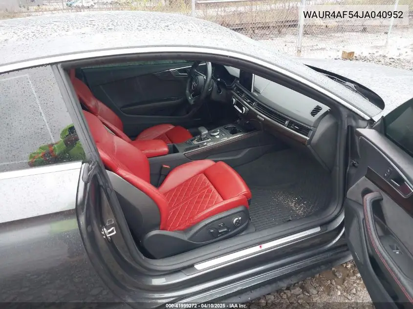 2018 Audi S5 3.0T Premium Plus VIN: WAUR4AF54JA040952 Lot: 41999272