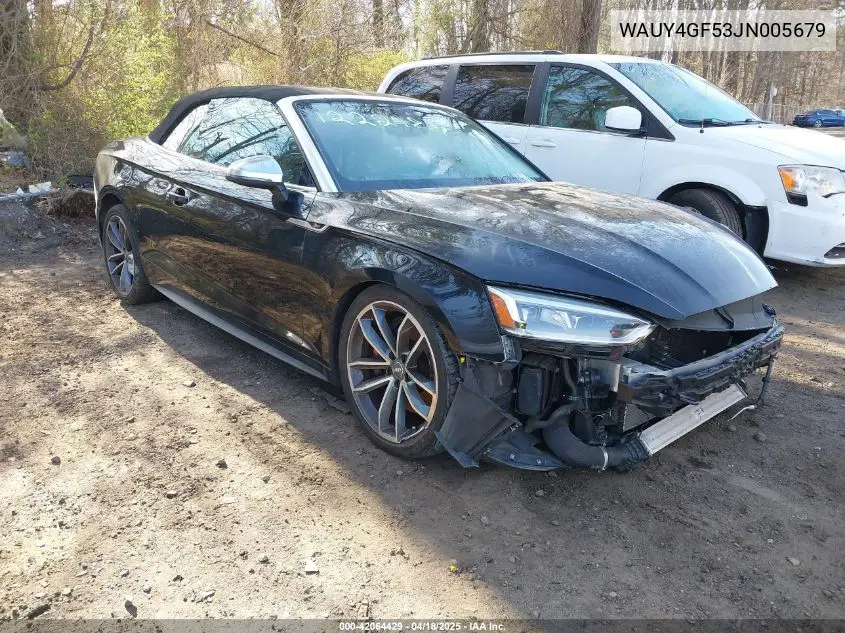 2018 Audi S5 3.0T Premium Plus VIN: WAUY4GF53JN005679 Lot: 42064429