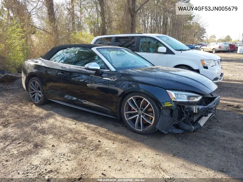 2018 Audi S5 3.0T Premium Plus VIN: WAUY4GF53JN005679 Lot: 42064429