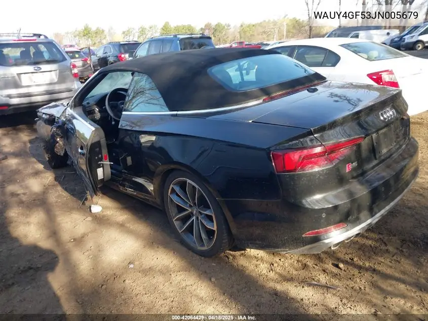 2018 Audi S5 3.0T Premium Plus VIN: WAUY4GF53JN005679 Lot: 42064429