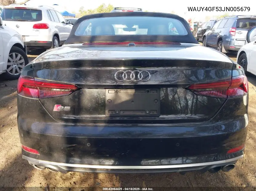 2018 Audi S5 3.0T Premium Plus VIN: WAUY4GF53JN005679 Lot: 42064429