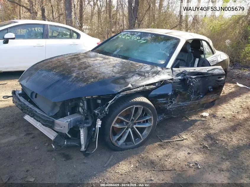 2018 Audi S5 3.0T Premium Plus VIN: WAUY4GF53JN005679 Lot: 42064429