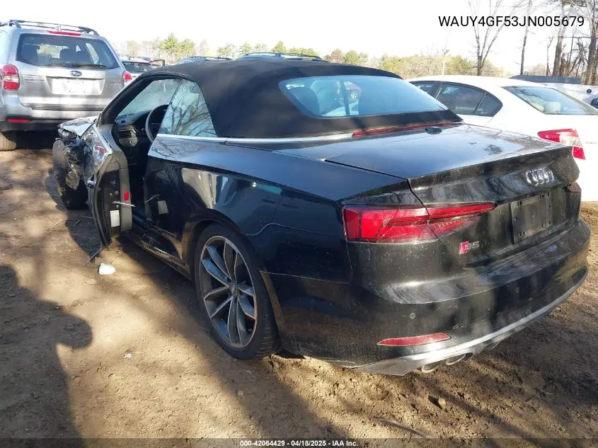 2018 Audi S5 3.0T Premium Plus VIN: WAUY4GF53JN005679 Lot: 42064429