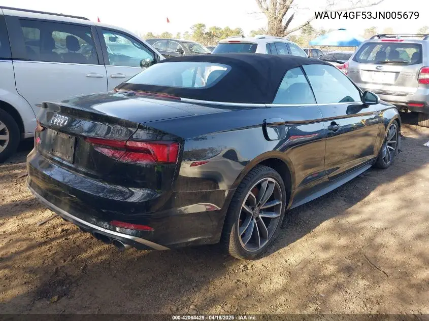2018 Audi S5 3.0T Premium Plus VIN: WAUY4GF53JN005679 Lot: 42064429