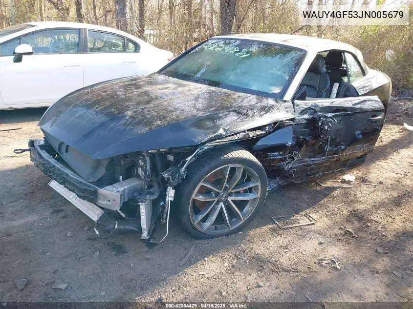 2018 Audi S5 3.0T Premium Plus VIN: WAUY4GF53JN005679 Lot: 42064429