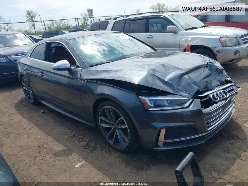 2018 Audi S5 3.0T Premium Plus VIN: WAUP4AF56JA008687 Lot: 42094201