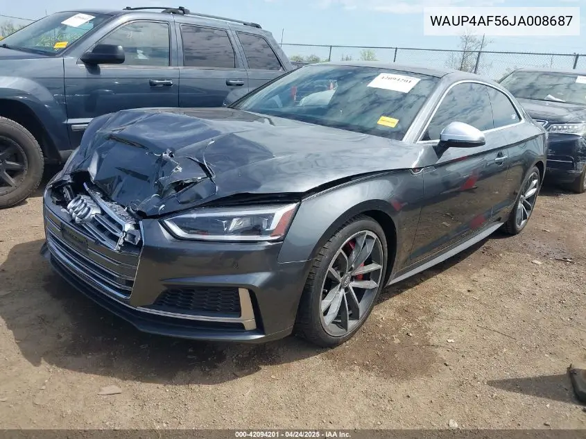 2018 Audi S5 3.0T Premium Plus VIN: WAUP4AF56JA008687 Lot: 42094201