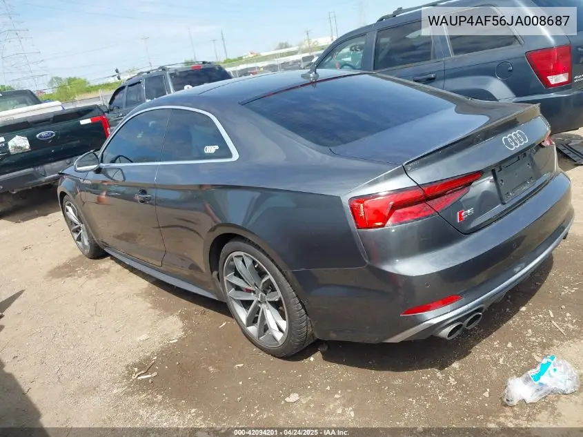 2018 Audi S5 3.0T Premium Plus VIN: WAUP4AF56JA008687 Lot: 42094201