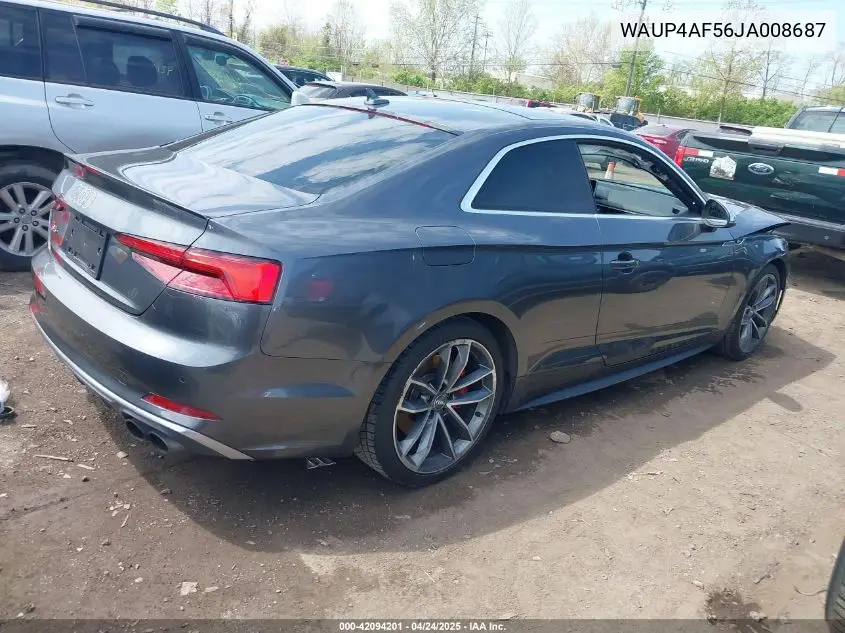 2018 Audi S5 3.0T Premium Plus VIN: WAUP4AF56JA008687 Lot: 42094201