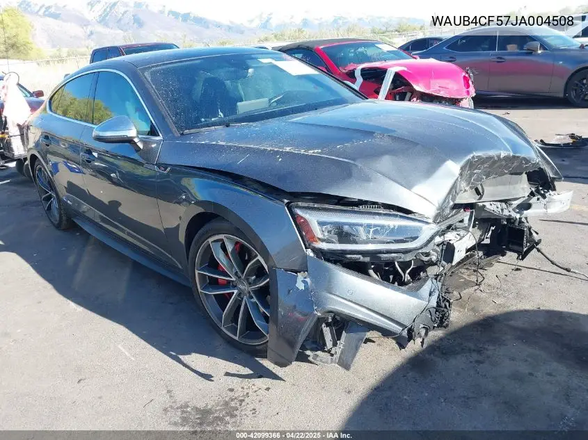 2018 Audi S5 3.0T Premium Plus VIN: WAUB4CF57JA004508 Lot: 42099366