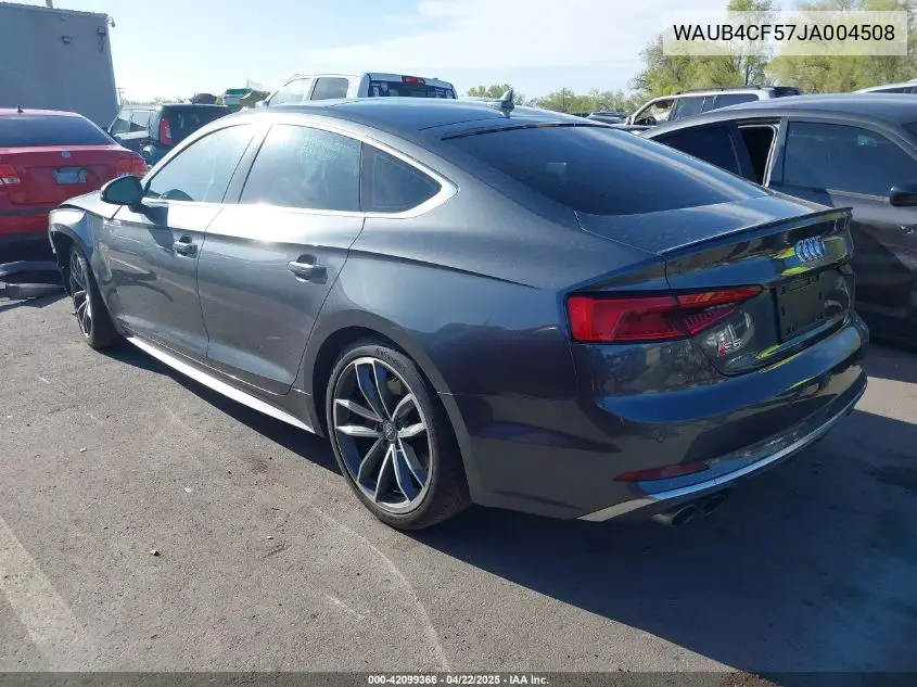 2018 Audi S5 3.0T Premium Plus VIN: WAUB4CF57JA004508 Lot: 42099366