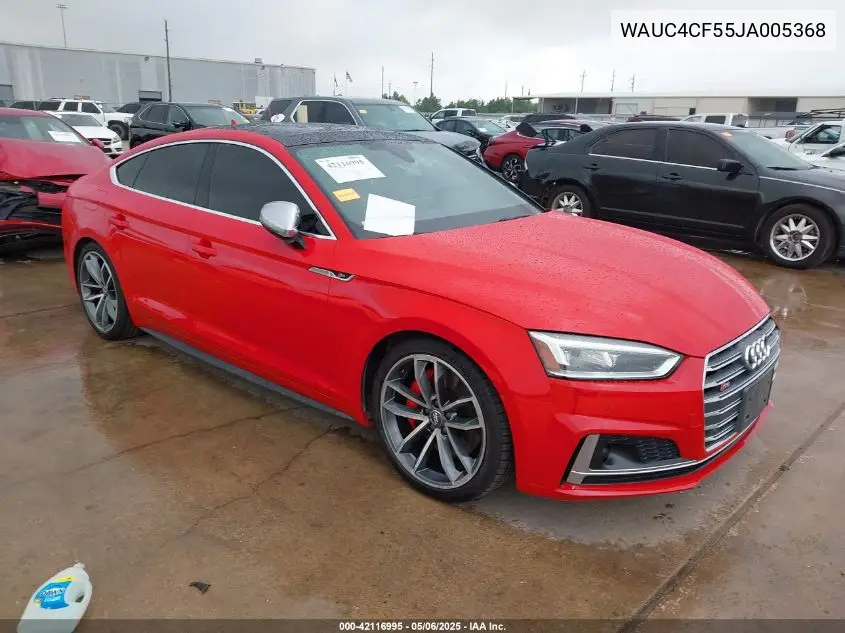 2018 Audi S5 3.0T Premium Plus VIN: WAUC4CF55JA005368 Lot: 42116995