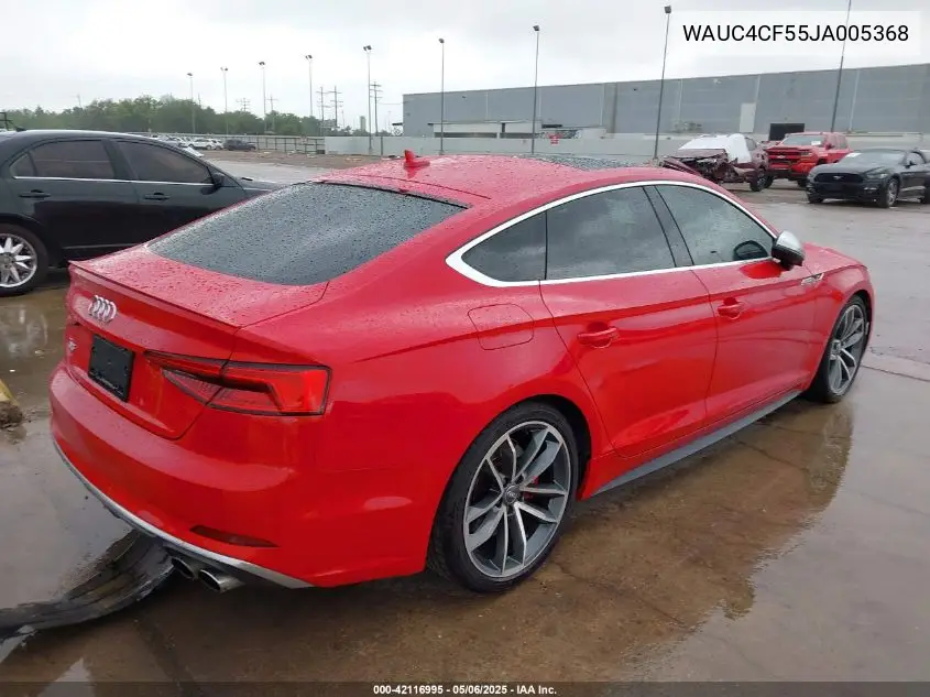 2018 Audi S5 3.0T Premium Plus VIN: WAUC4CF55JA005368 Lot: 42116995