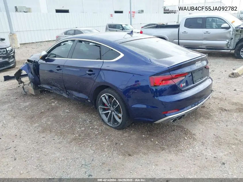 2018 Audi S5 3.0T Premium Plus VIN: WAUB4CF55JA092782 Lot: 42142504