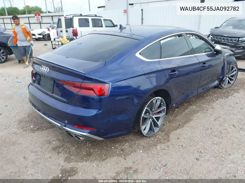 2018 Audi S5 3.0T Premium Plus VIN: WAUB4CF55JA092782 Lot: 42142504