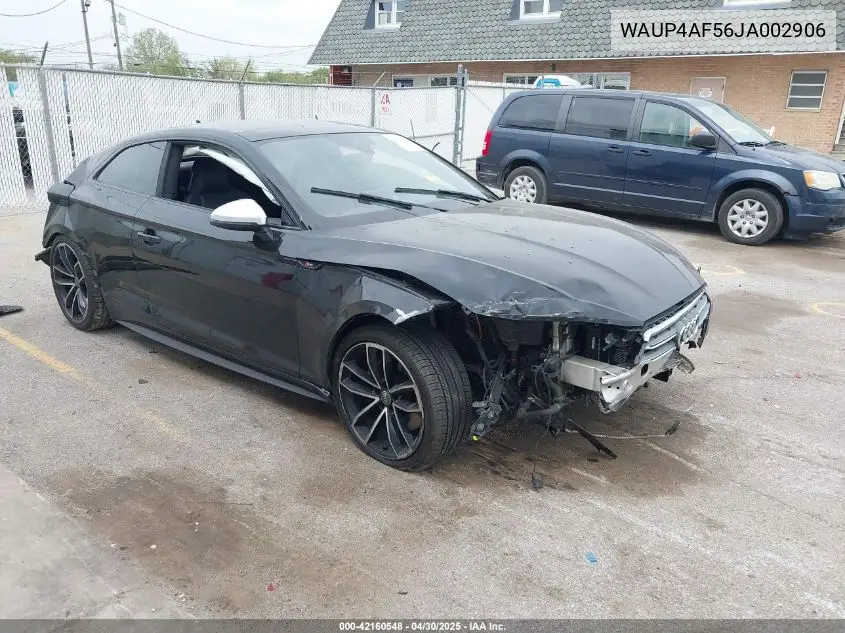 2018 Audi S5 3.0T Premium Plus VIN: WAUP4AF56JA002906 Lot: 42160548