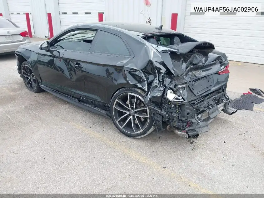 2018 Audi S5 3.0T Premium Plus VIN: WAUP4AF56JA002906 Lot: 42160548