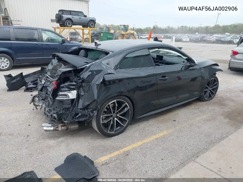 2018 Audi S5 3.0T Premium Plus VIN: WAUP4AF56JA002906 Lot: 42160548