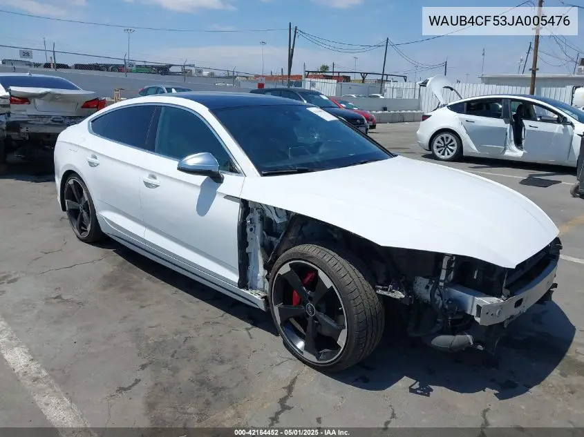 2018 Audi S5 3.0T Premium Plus VIN: WAUB4CF53JA005476 Lot: 42164452