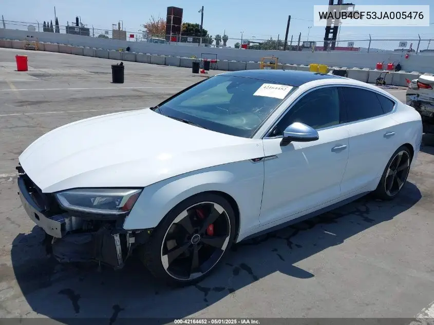 2018 Audi S5 3.0T Premium Plus VIN: WAUB4CF53JA005476 Lot: 42164452