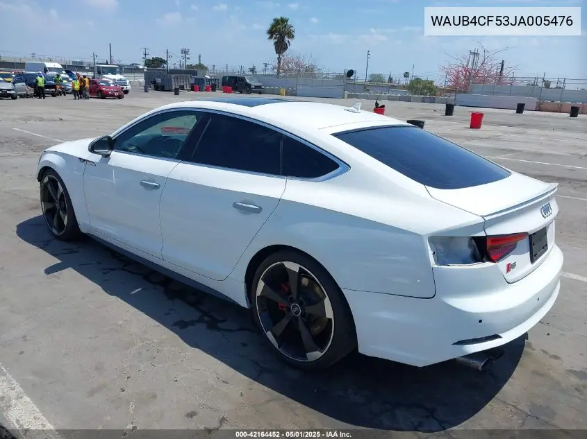 2018 Audi S5 3.0T Premium Plus VIN: WAUB4CF53JA005476 Lot: 42164452